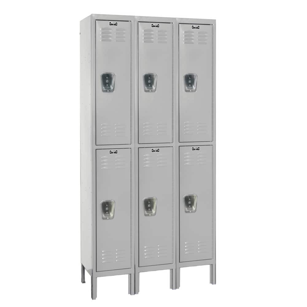 Hallowell U3288-2PL 3-Wide Locker: 12" Wide, 17" Deep, 78" High, Padlock