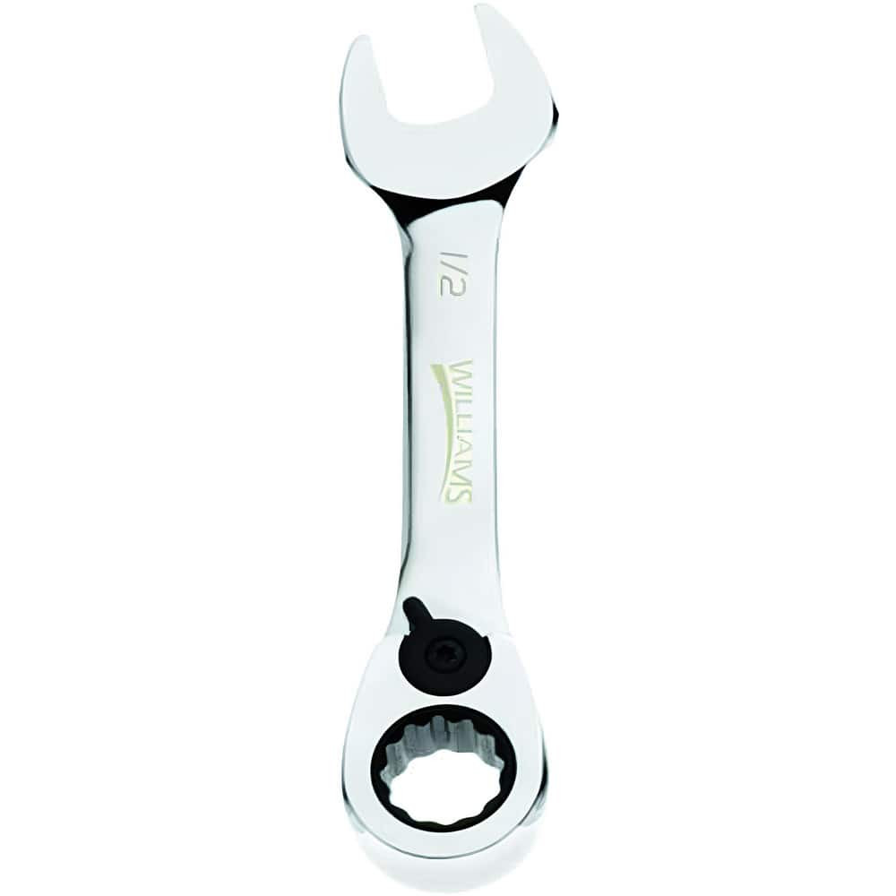 Williams JHW1220RCS Combination Wrenches; Size (Inch): 5/8 ; Type: Reversible Ratcheting Combination Wrench ; Finish: Polished Chrome ; Head Type: Combination ; Box End Type: 12-Point ; Handle Type: Stubby