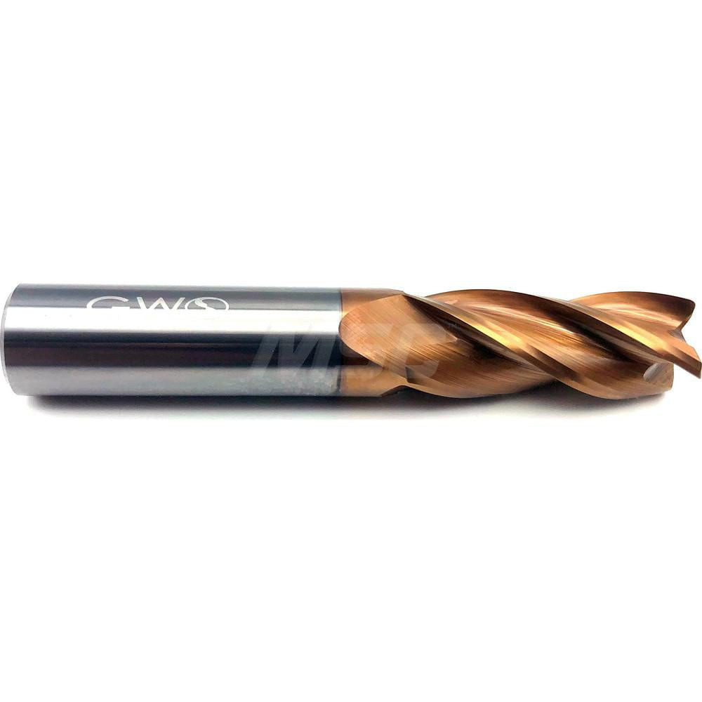 GWS 1034119 Corner Radius End Mill: 3/4" Dia, 7/8" LOC, 0.06" Radius, 4 Flutes, Solid Carbide