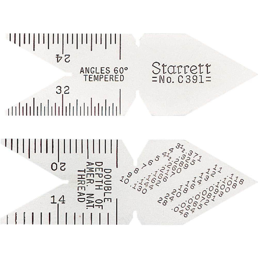 Starrett 51475 60° Angle, Satin Chrome Coated Steel Center Gage