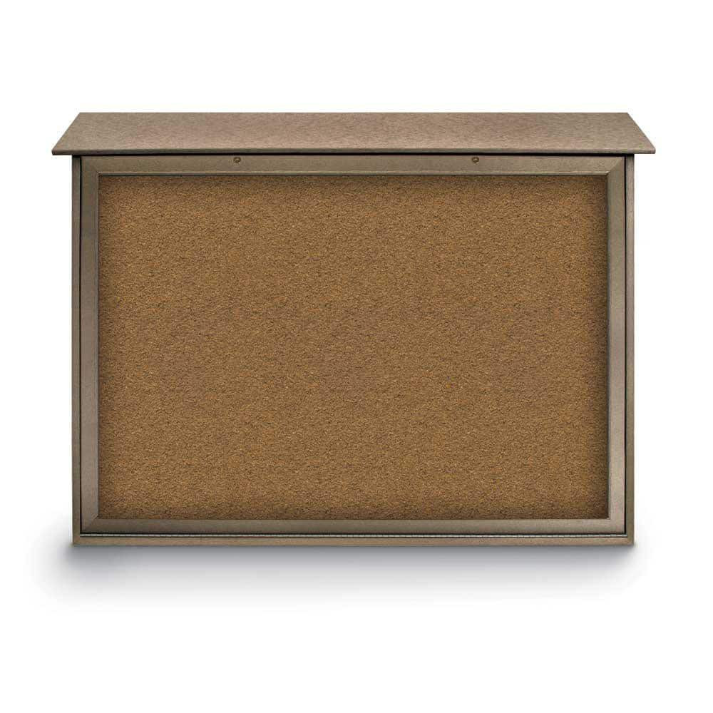 United Visual Products UVDSB5240-WEAWO Enclosed Bulletin Board: 52" Wide, 40" High, Cork, Tan