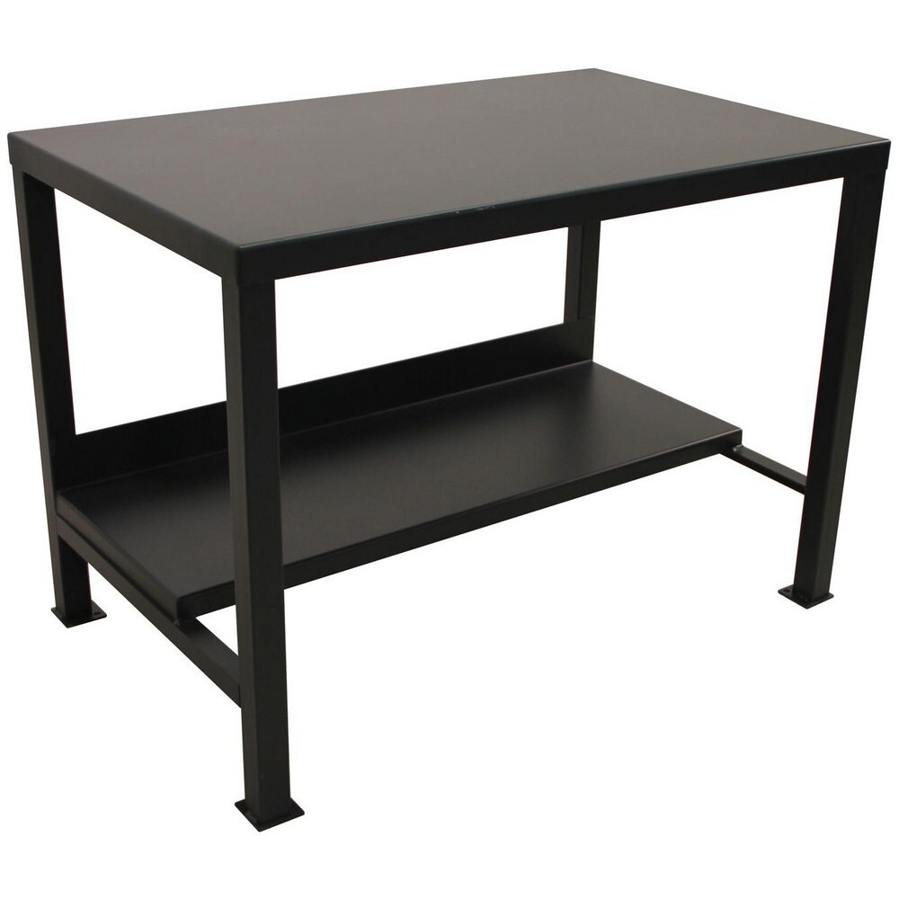 Valley Craft F89574 Stationary Work Benches, Tables; Bench Style: Welded Work Table ; Edge Type: Rounded ; Leg Style: Fixed with Pre-Drill Holes for Anchoring ; Depth (Inch): 30in ; Color: Black ; Maximum Height (Inch): 34in