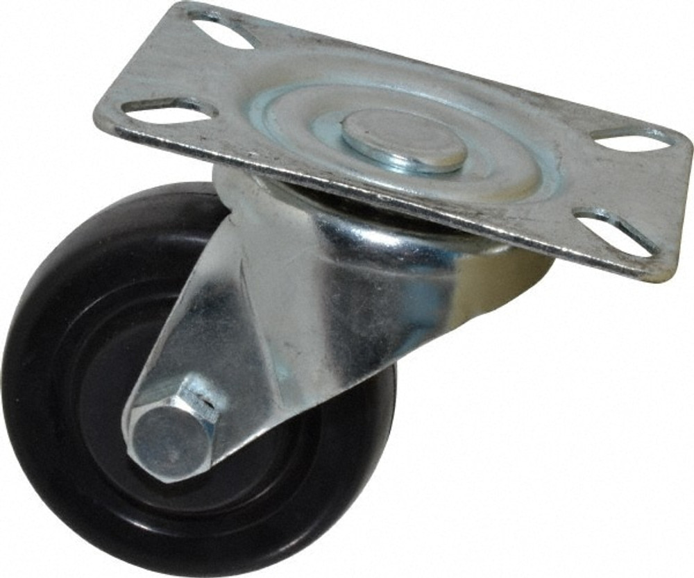 Fairbanks E-23-3-HR Swivel Top Plate Caster: Hard Rubber, 3" Wheel Dia, 1-1/4" Wheel Width, 250 lb Capacity, 3-3/4" OAH