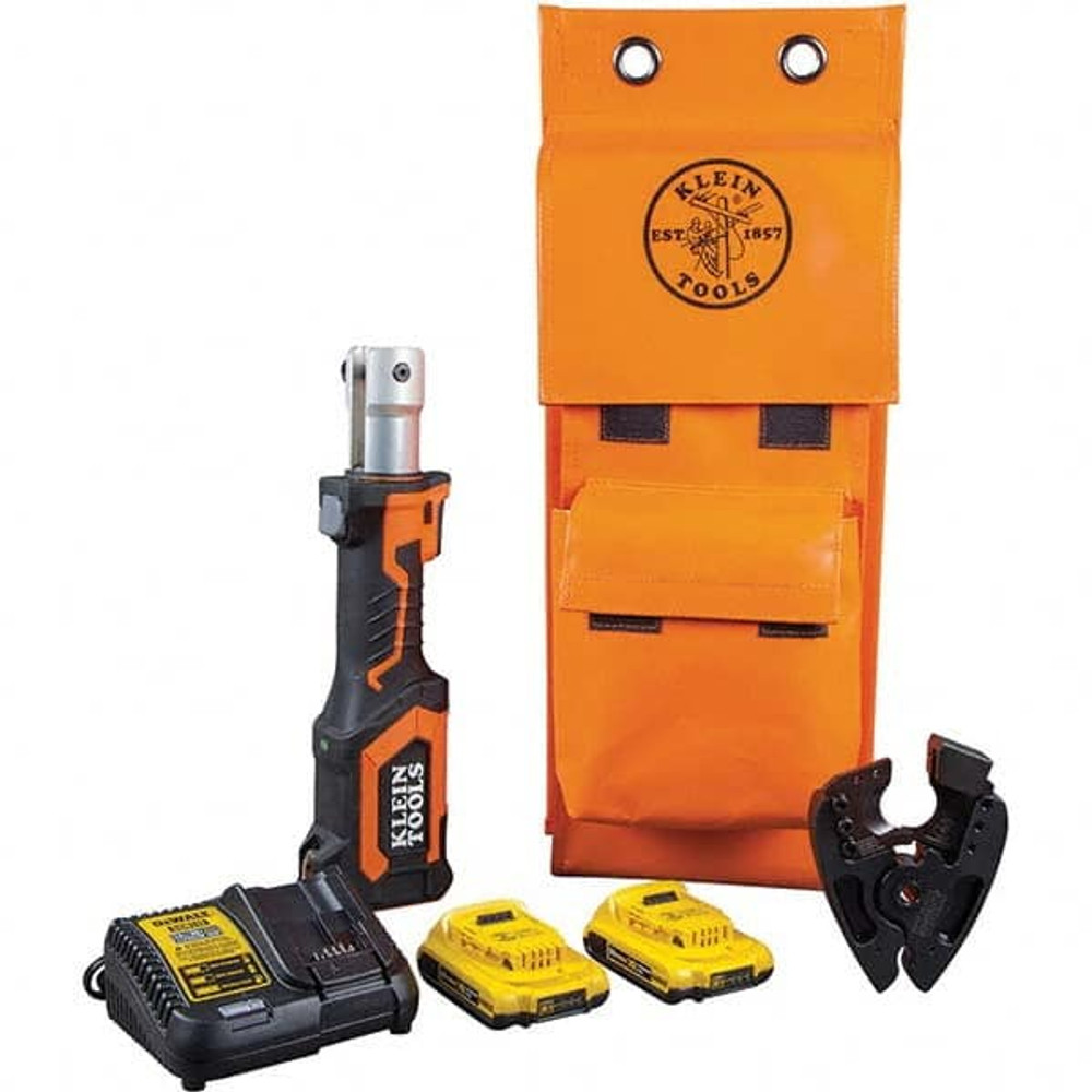 Klein Tools BAT207T4 Power Crimper: 14,000 lb Capacity, Lithium-ion Battery Included, Straight Handle, 20V