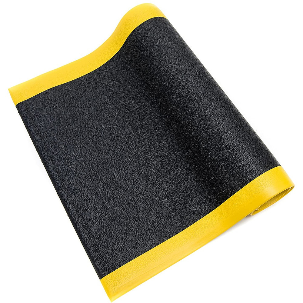 Bertech AFTX58-2X3BLKYB Anti-Fatigue Mat: 3' Length, 2' Wide, 5/8" Thick, Vinyl, Beveled Edge, Light-Duty