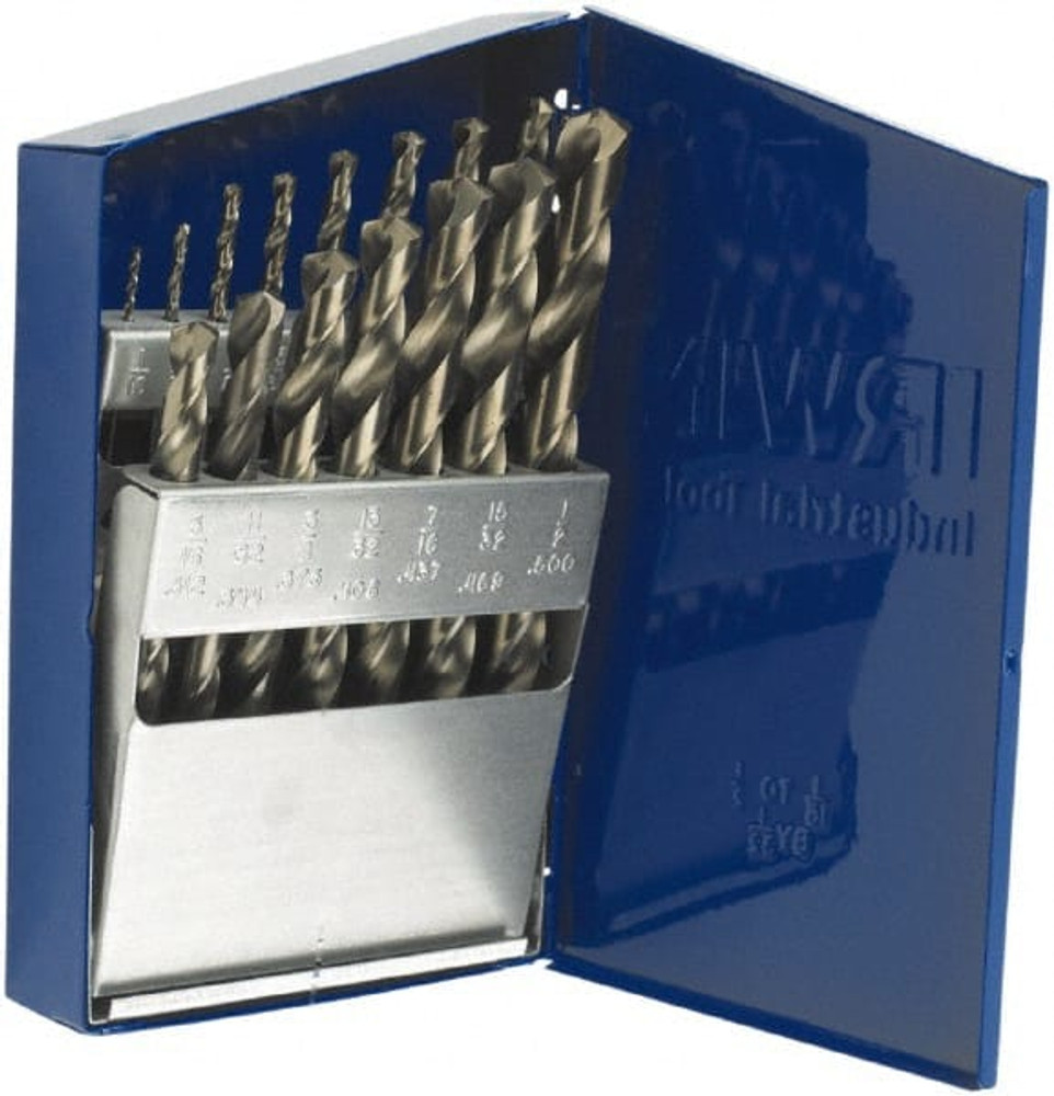 Irwin 63137ZR Drill Bit Set: Jobber Length Drill Bits, 15 Pc, 135 °, Cobalt