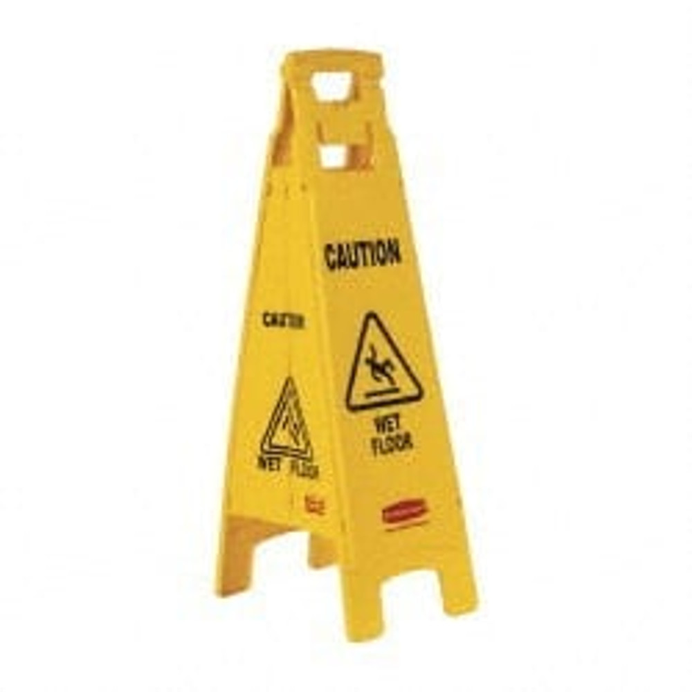 Rubbermaid FG611477YEL Caution - Wet Floor, 12" Wide x 37" High, Plastic Floor Sign