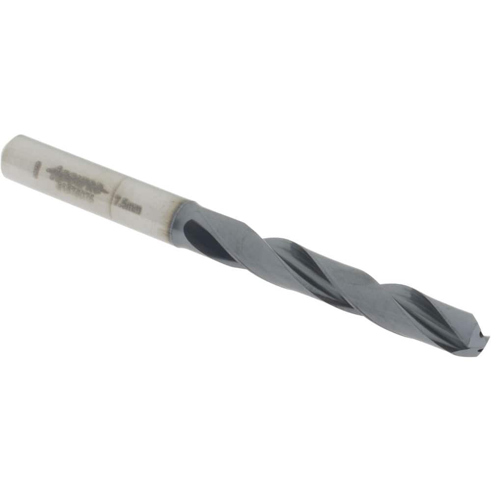 Accupro UL173057 Jobber Length Drill Bit: 7.5 mm Dia, 140 &deg;, Solid Carbide