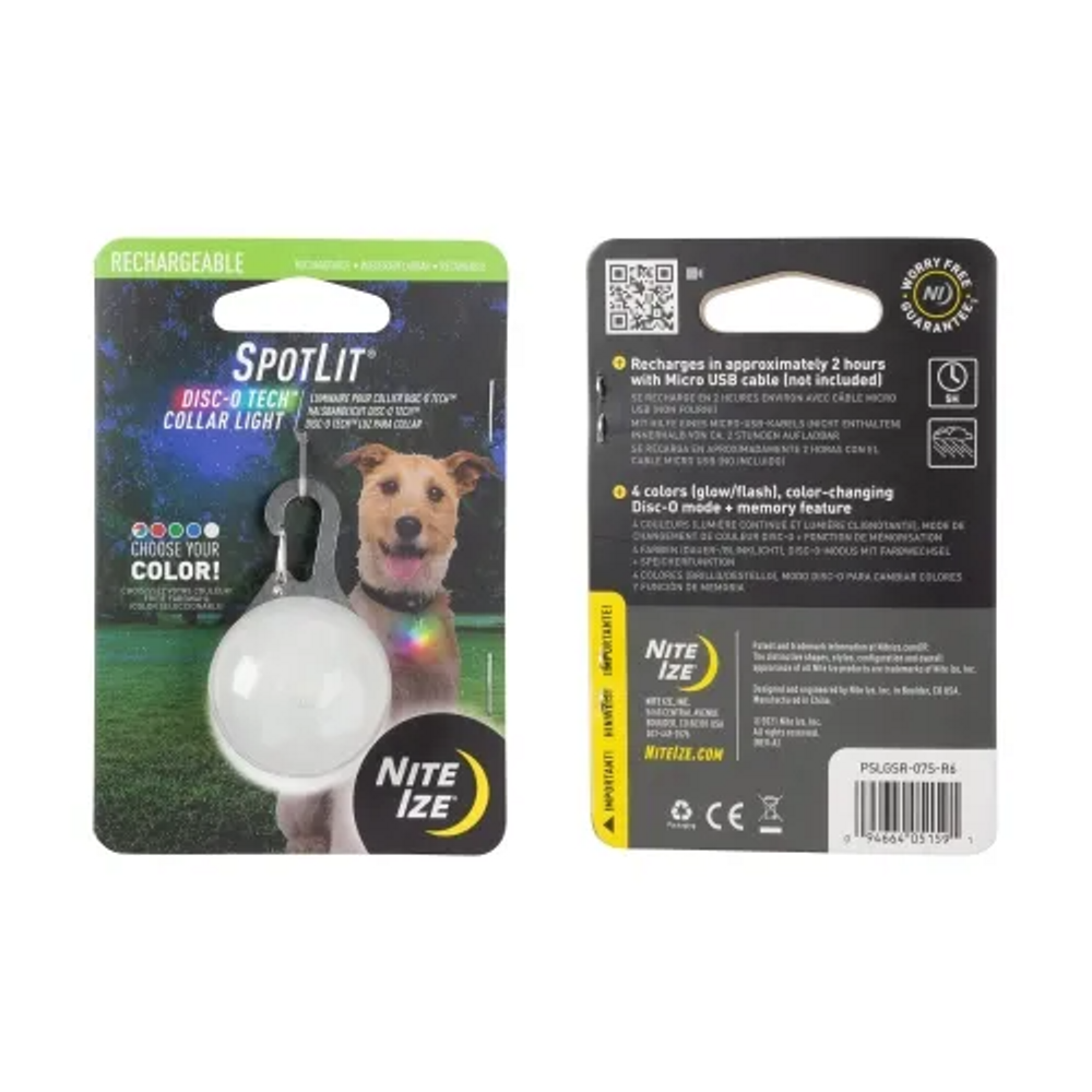 Nite-Ize PSLGSR-07S-R6 SpotLit Rechargeable Collar Light - Disc-O Tech