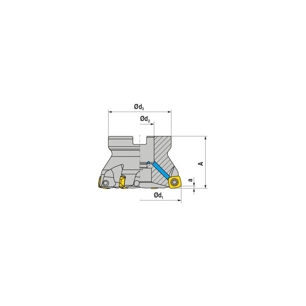 Ceratizit 50683280 Indexable High-Feed Face Mill: 80 mm Cut Dia, 27 mm Arbor Hole