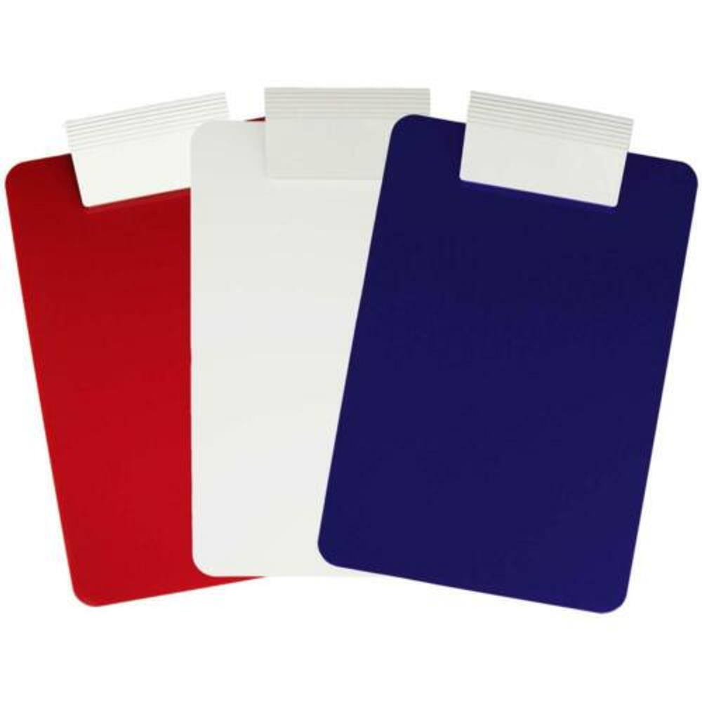 Saunders 21612 Antimicrobial Plastic Clipboard - Letter/A4 Size - Red/White/Blue 3-Pack