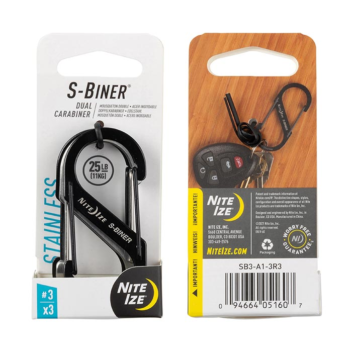Nite-Ize SB3-A1-3R3 S-Biner Stainless Steel Dual Carabiner - 3 Pack