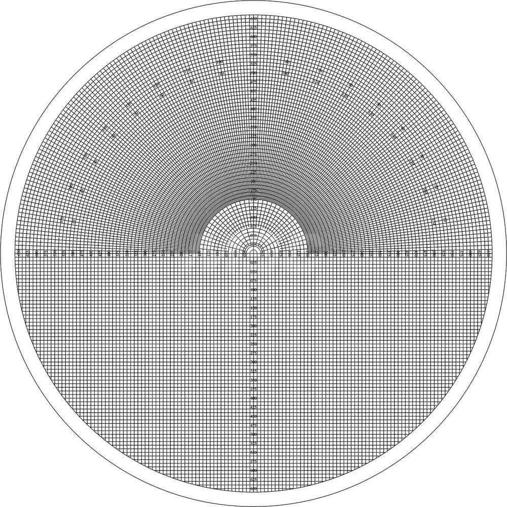 Suburban Tool OC-1-20X 13-3/4 Inch Diameter, Combination Grid and Radius, Mylar Optical Comparator Chart and Reticle