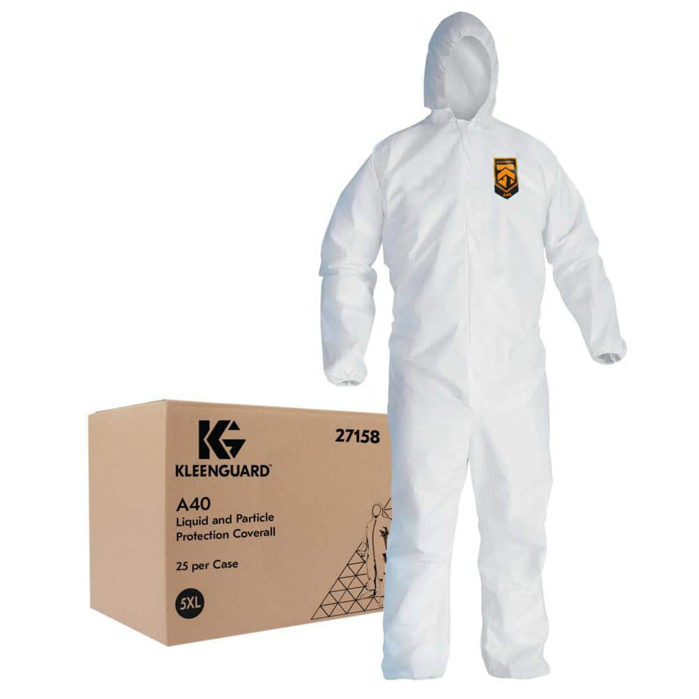 KleenGuard 27158 Disposable Coveralls: Size 5X-Large, Microporoous Film Laminate, Zipper Closure