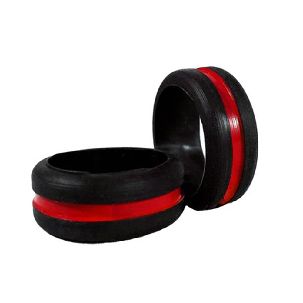 Thin Blue Line MEN-RING-RED-SILICONE-6 Silicone Ring - Men's Thin Red Line