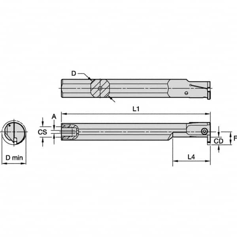 Kennametal 5980676 1" Min Bore, 1-1/2" Max Depth, Left Hand A-EVE Indexable Boring Bar