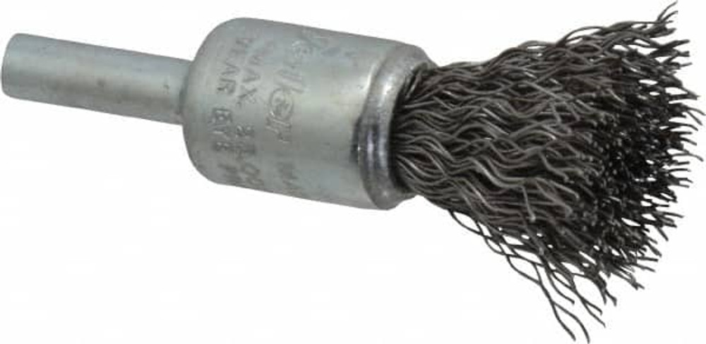 Weiler 90288 End Brushes: 1/2" Dia, Steel, Crimped Wire