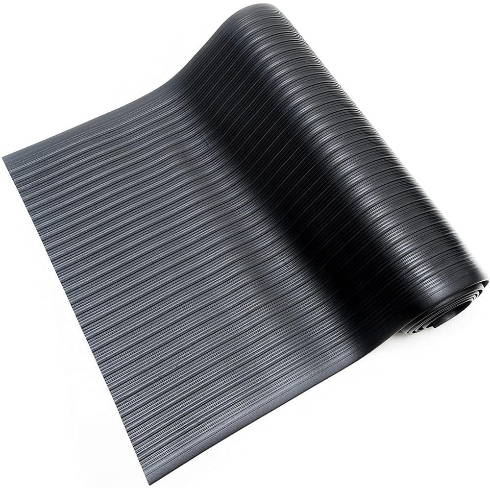 Bertech AFRB38-3X3BLK Anti-Fatigue Mat: 3' Length, 3' Wide, 3/8" Thick, Vinyl, Beveled Edge, Light-Duty