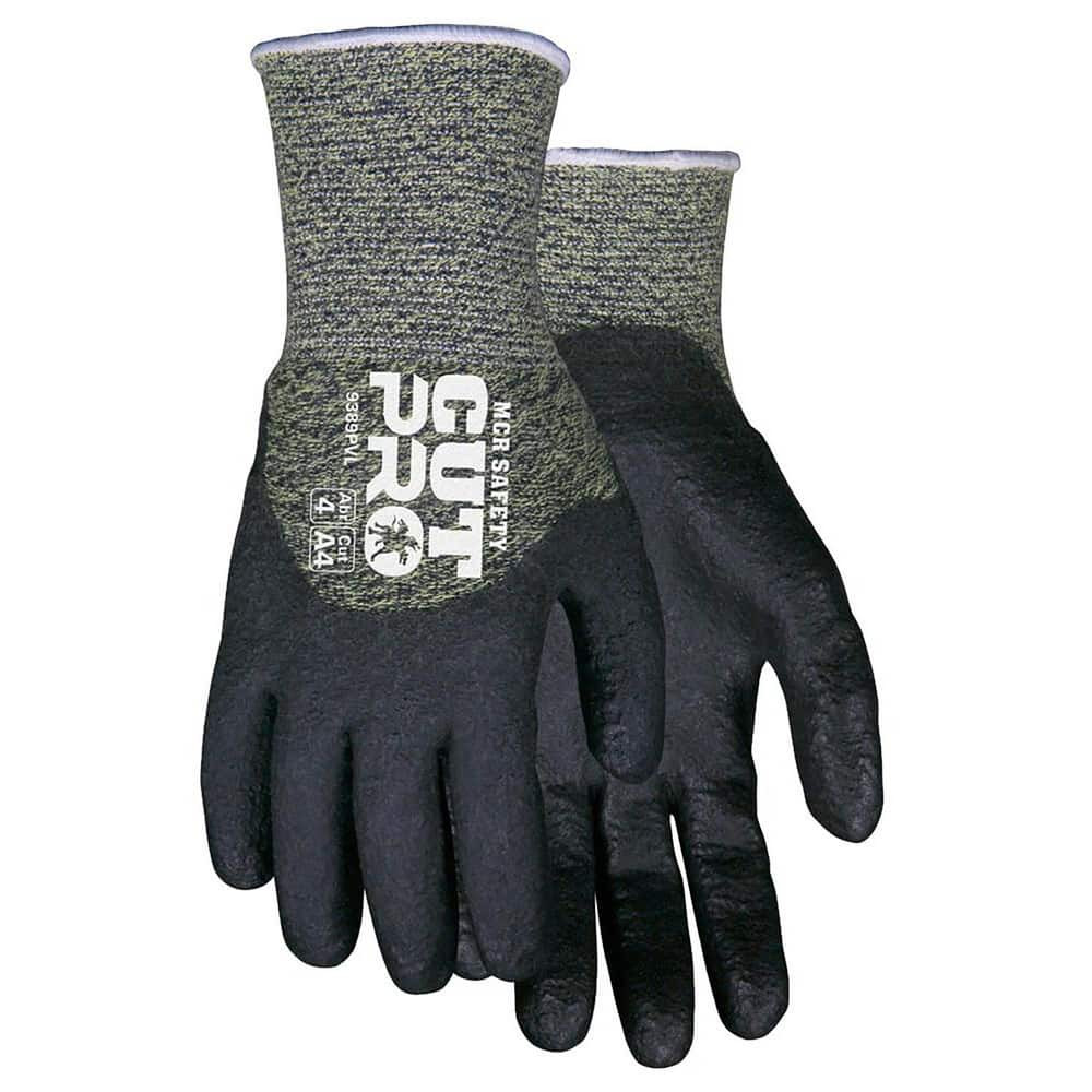 MCR Safety 9389PVXL Cut-Resistant Gloves: Size XL, ANSI Cut 4, Polyvinylchloride, Kevlar
