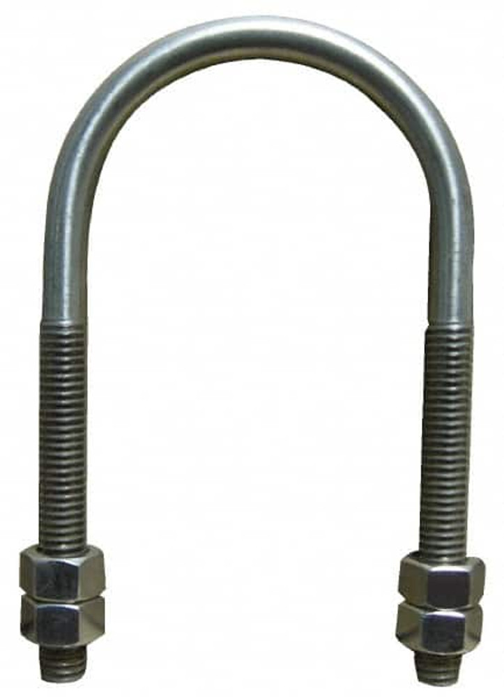 Empire 137SS0075 Round U-Bolt: Without Mount Plate, 1/4-20 UNC, 2-3/8" Thread Length, for 3/4" Pipe, Stainless Steel