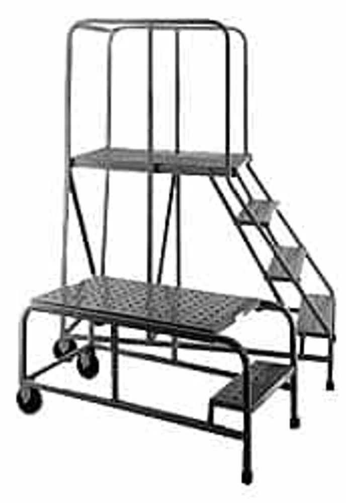 PW Platforms 4SWP3028G 4-Step Steel Platform: 500 lb Capacity, 30" Wide, 28" Deep, 40" High