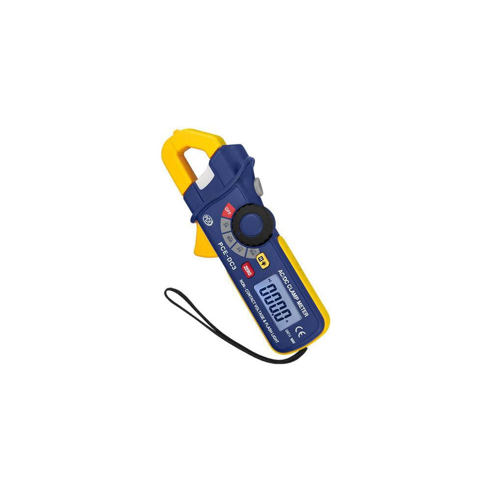 PCE Instruments PCE-DC3 Compact & Manual Ranging Clamp Meter: CAT I CAT II & CAT III, 0.7" Jaw, C-Clamp & Curved Jaw