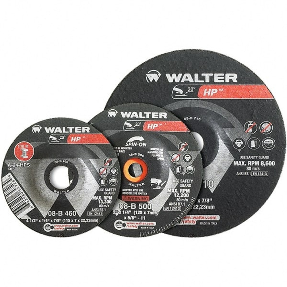 WALTER Surface Technologies 15X706 Fiber Disc: 7" Disc Dia, 7/8" Hole, 60 Grit, Ceramic