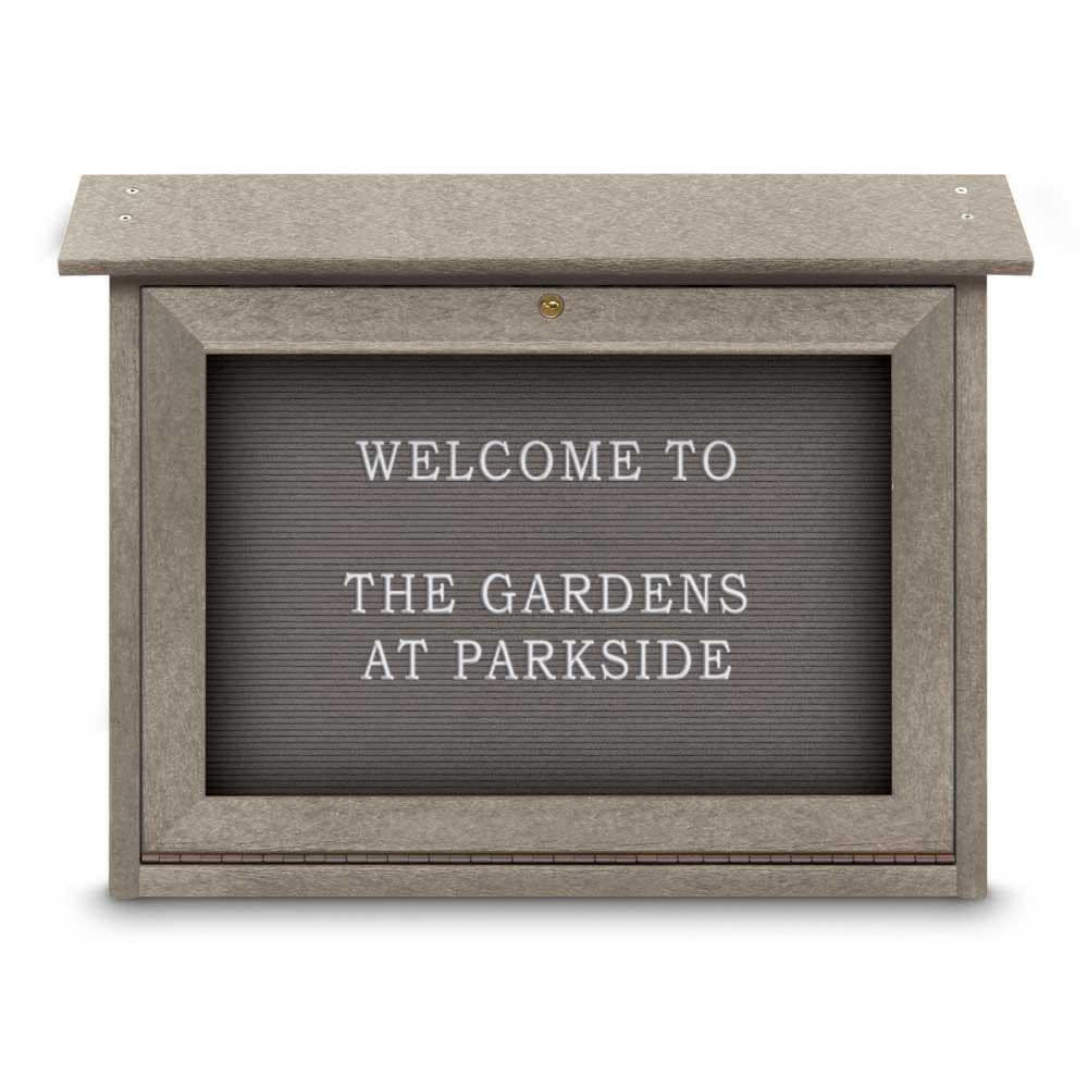 United Visual Products UVDSSM2418LB-WE Enclosed Letter Board: 24" Wide, 18" High, Fabric, Gray