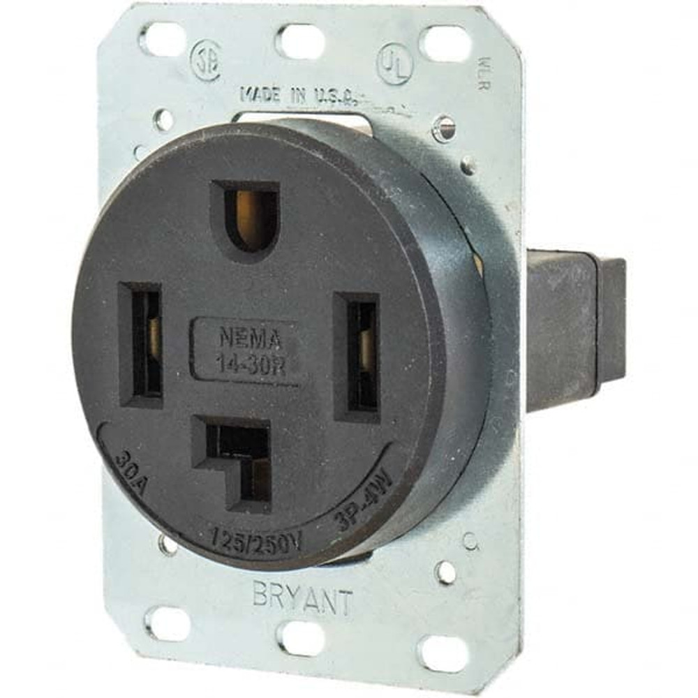 Bryant Electric 9430FR Straight Blade Single Receptacle: NEMA 14-30R, 30 Amps, Grounded
