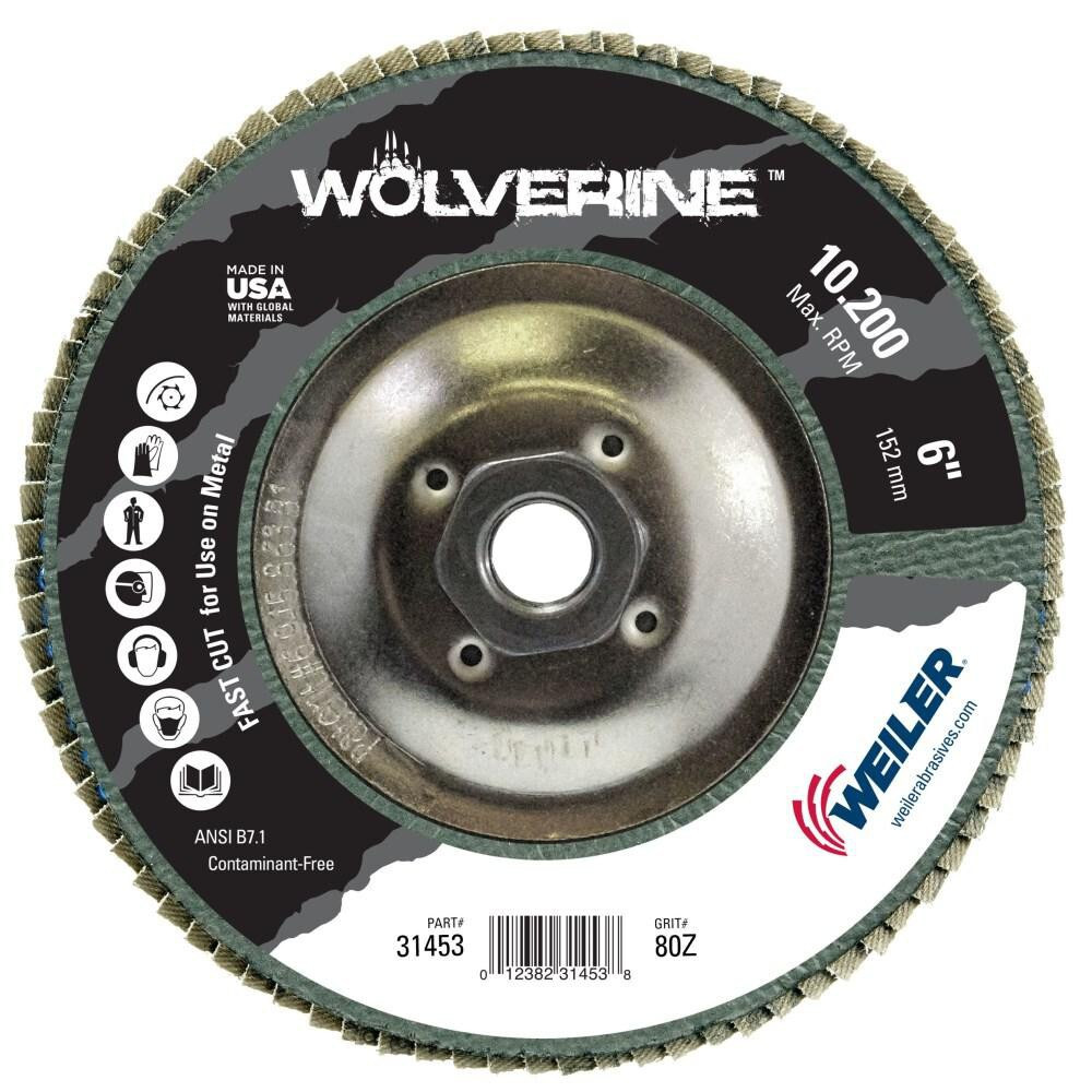 Weiler 31453 Flap Disc: 5/8-11 Hole, 80 Grit, Zirconia Alumina, Type 29