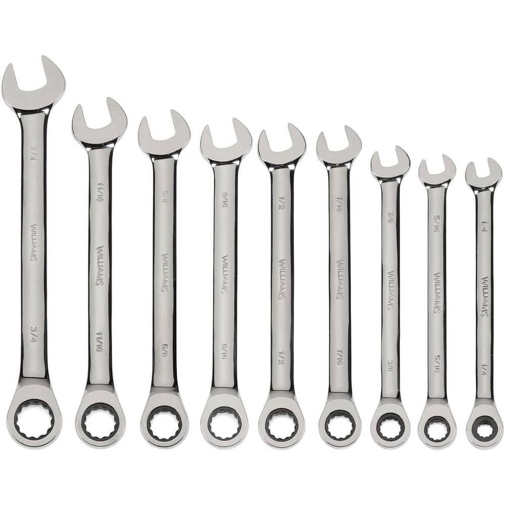 Williams JHW1224NRC Combination Wrenches; Size (Inch): 3/4 ; Type: Combination Ratcheting Wrench ; Finish: Polished Chrome ; Head Type: Combination ; Box End Type: 12-Point ; Handle Type: Straight