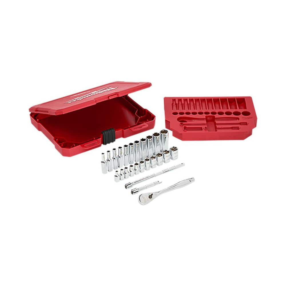 Milwaukee Tool 48-22-9404 Ratchet & Socket Set Socket Set: 26 Pc, 1/2 to 9/32" Socket