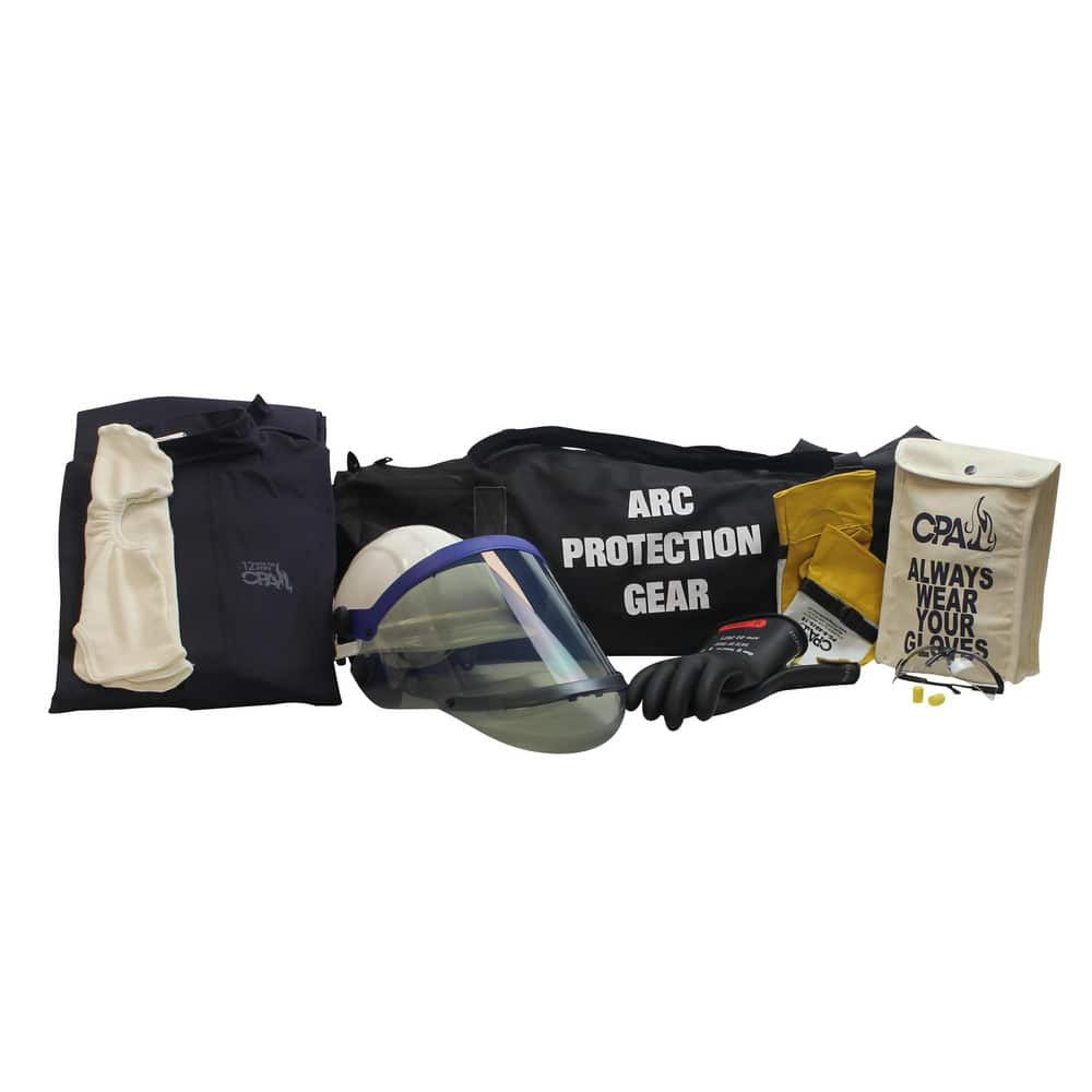 Chicago Protective Apparel AG12-2XL-10.5 Arc Flash Clothing Kits; Protection Type: Arc Flash ; Garment Type: Bib Overalls; Hoods; Jacket ; Maximum Arc Flash Protection (cal/Sq. cm): 12.00 ; Size: 2X-Large ; Glove Type: Electrical Protection Gloves