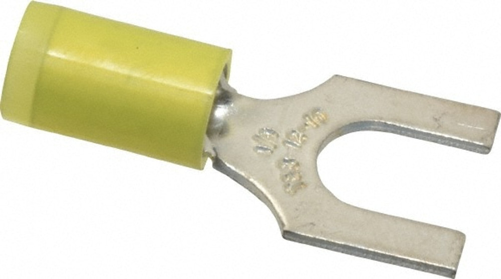 Thomas & Betts RC10-14F Standard Fork Terminal: Yellow, Nylon, Partially Insulated, #1/4" Stud, Crimp