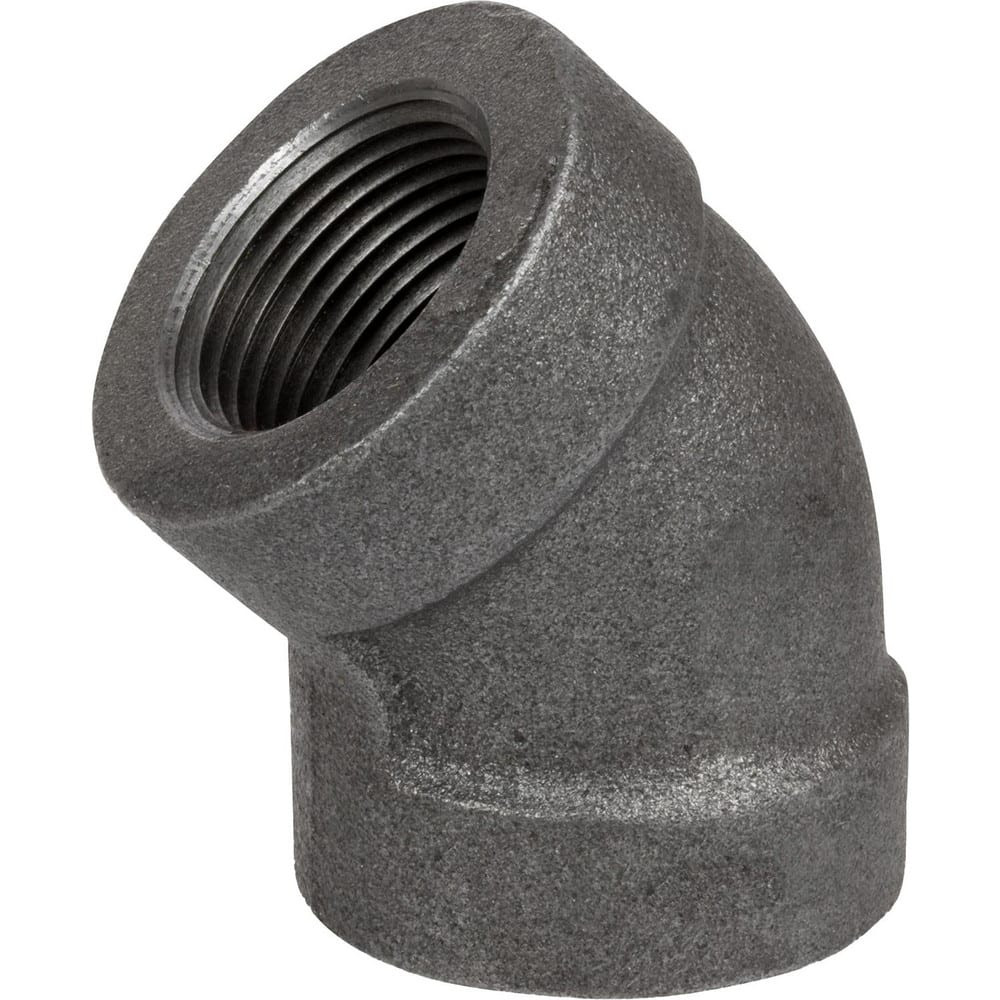 USA Industrials ZUSA-PF-20584 Black Pipe Fittings; Fitting Type: Elbow ; Fitting Size: 1/2" ; End Connections: NPT ; Material: Iron ; Classification: 300 ; Fitting Shape: 450 Elbow