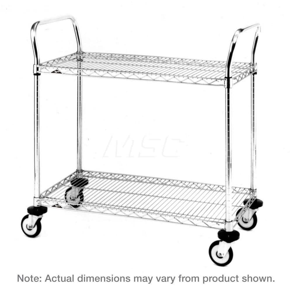 Metro MW608 Utility Cart: 39" OAH, 304 Stainless Steel, Silver