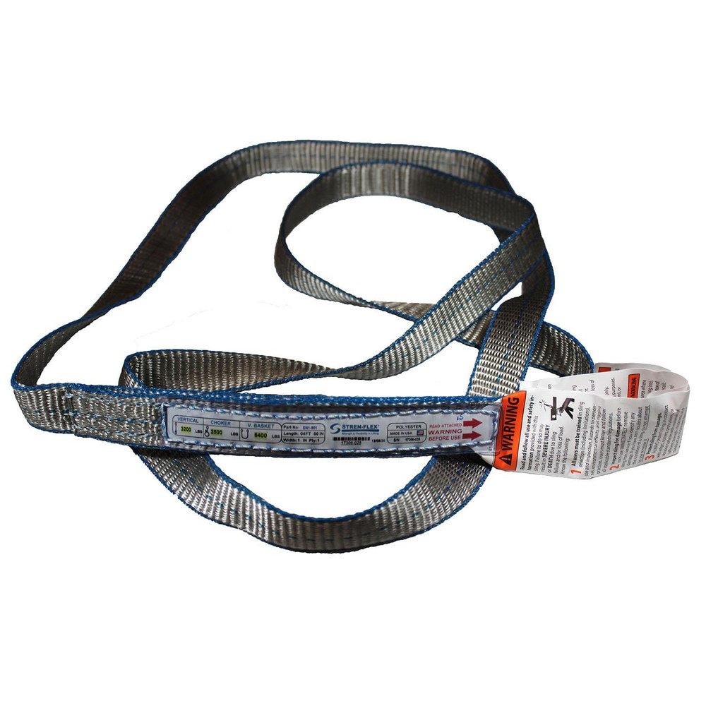 Stren-Flex EN1-901PGE-18 Endless Sling: 1" Wide, 18' Long, 3,200 lb Vertical, 2,500 lb Choker, 6,400 lb Basket, Polyester