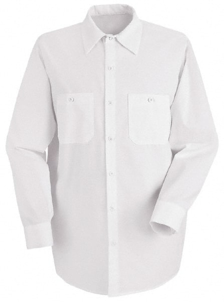 RedKap SP14WH RG XXL Work Shirt: General Purpose, 2X-Large, Cotton, White, 2 Pockets