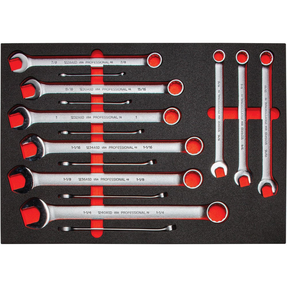 Proto J1200FASDKV Wrench Sets; System Of Measurement: Inch ; Size Range: 5/16 in - 1-1/4 in ; Container Type: Foam Inserts ; Wrench Size: 5/16 in; 3/8 in; 7/16 in; 1/2 in; 9/16 in; 5/8 in; 11/16 in; 3/4 in; 13/16 in; 7/8 in; 15/16 in; 1 in; 1-1/16 in