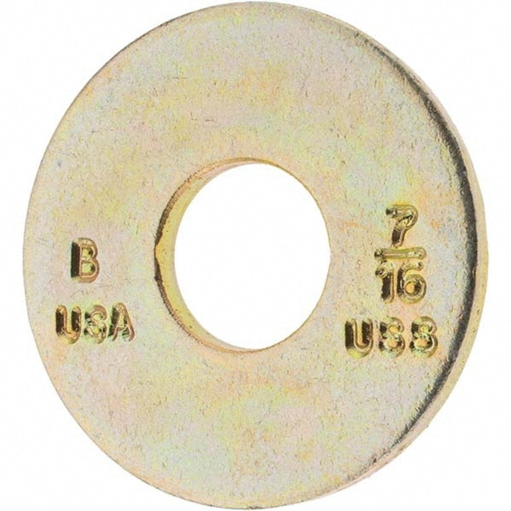 Bowmalloy 500003 7/16" Screw USS Flat Washer: Carbon Steel, Zinc-Plated Yellow Chromate