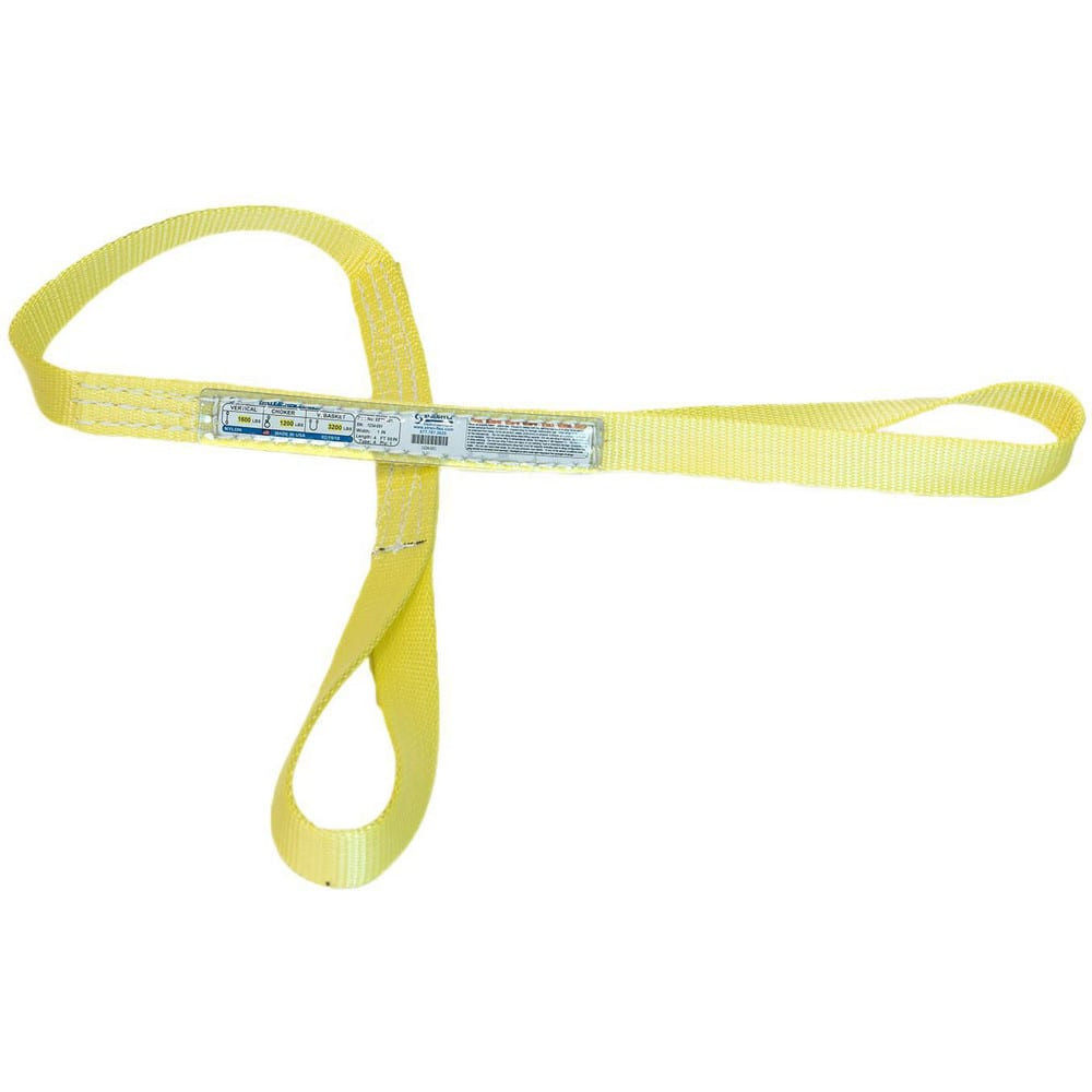 Stren-Flex EET-1-901-06 Eye & Eye Sling: 1" Wide, 6' Long, 1,600 lb Vertical, 1,200 lb Choker, 3,200 lb Basket, Nylon