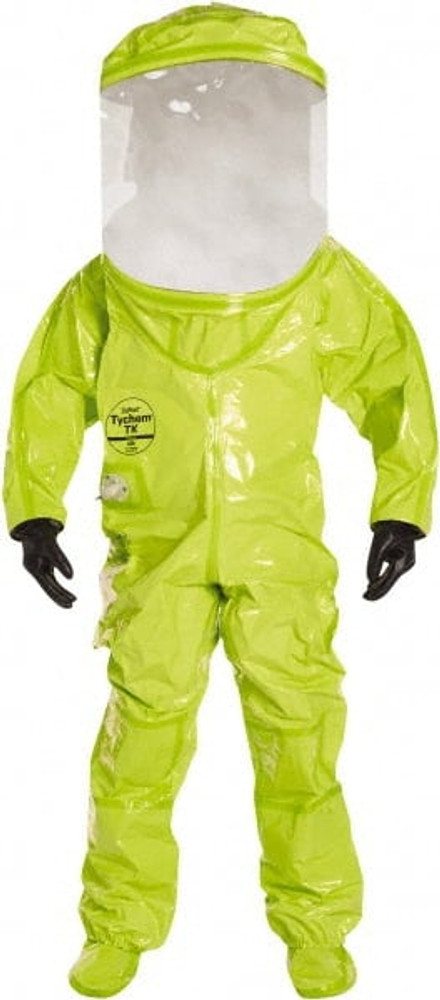 Dupont TK555TLYLG00015 Encapsulated Suit: Size L, ASTM D1777, ASTM D3776, ASTM D3787, ASTM D5034, ASTM D5733 & OSHA 16 CFR 1610, Lime, Tychem