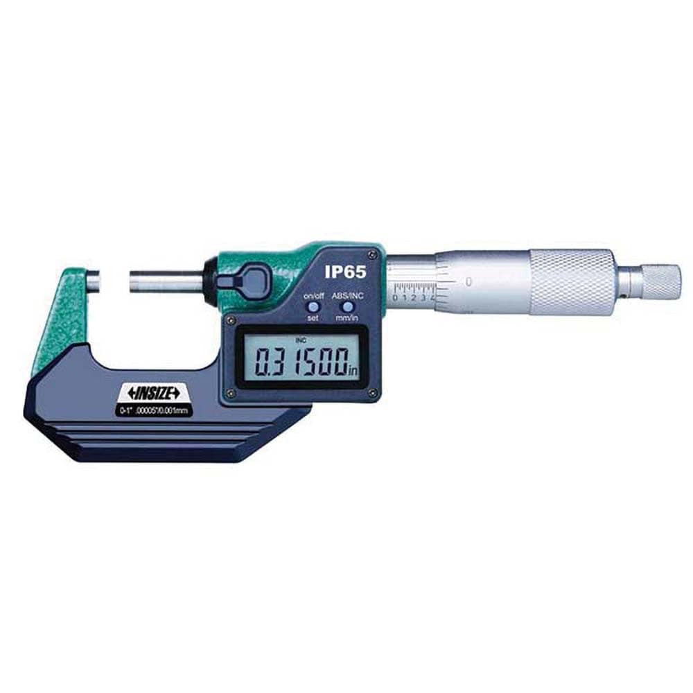 Insize USA LLC 3108-3 Electronic Outside Micrometer: 3", Solid Carbide Measuring Face