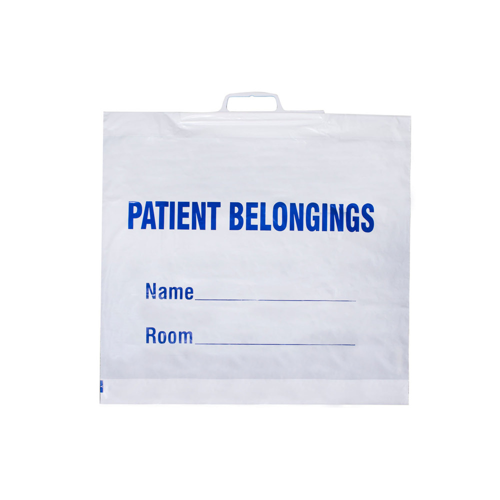 Dukal Corporation  PB02 Patient Belongings Bag with Handle, Designer, 20" x 18½", White, 250/cs
