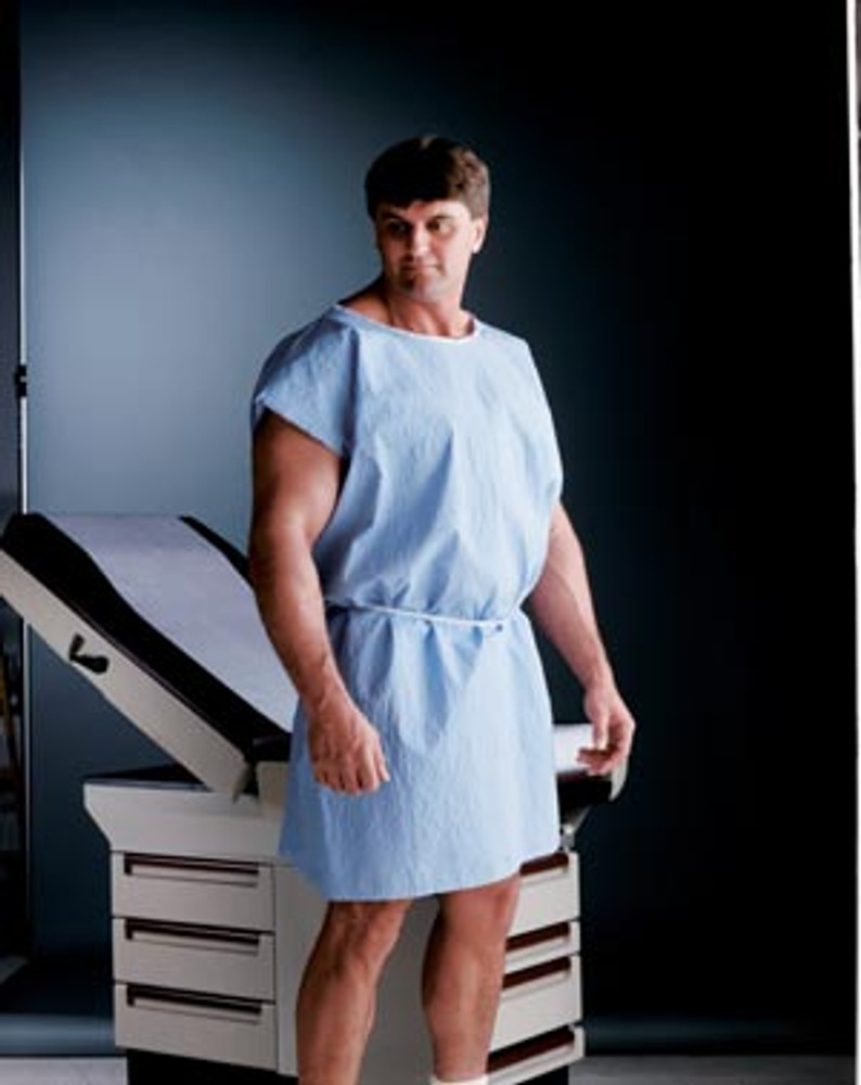 Graham Medical  228 Exam Gown, 30" x 42" Scrim Reinforced, Glued Shoulders, Separate Belt Tie, Blue, 50/cs (To Be DISCONTINUED - PART NUMBER CHANGE COMING SOON)