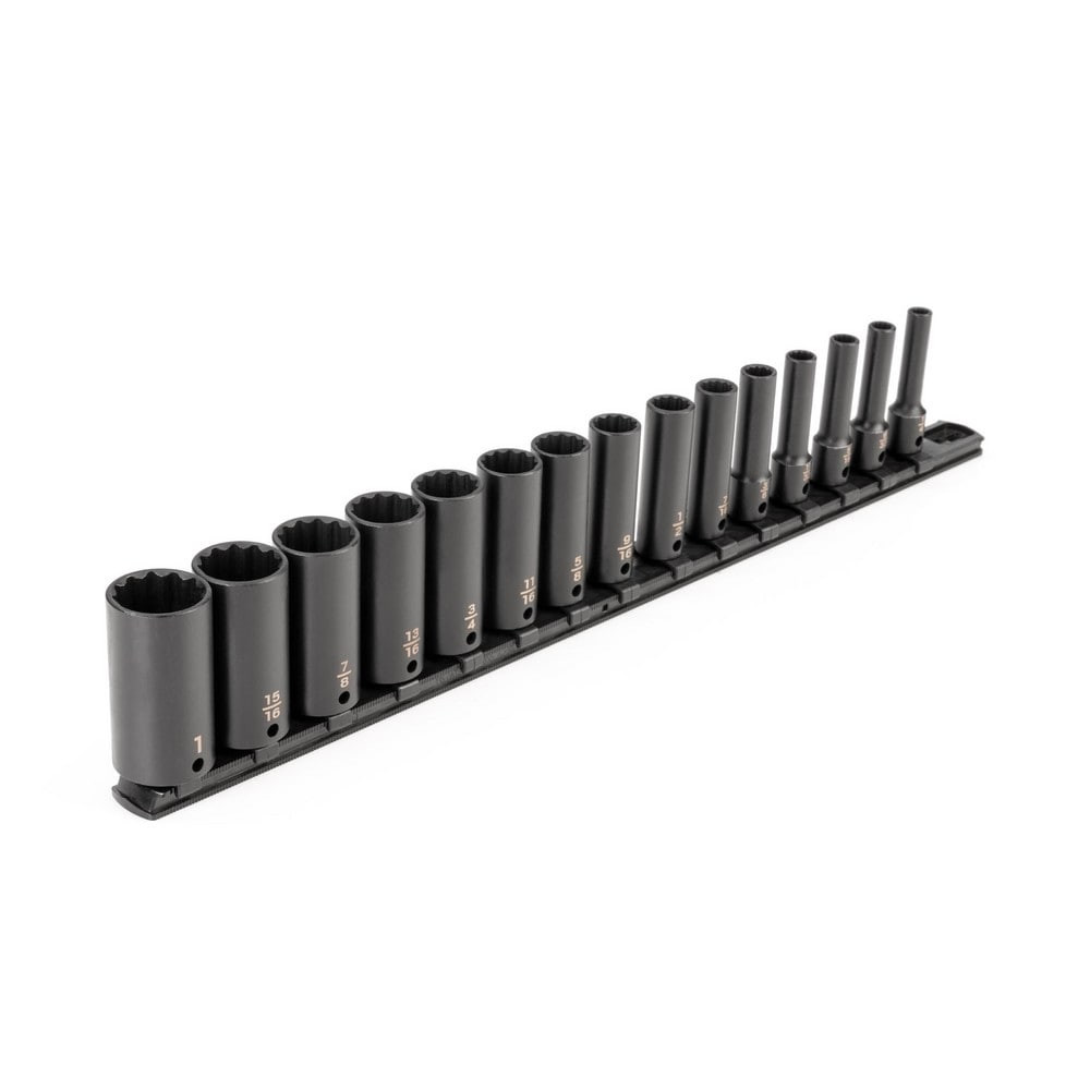 Tekton SID91113 Socket Set Socket Set: 15 Pc, 1/4 to 1" Socket