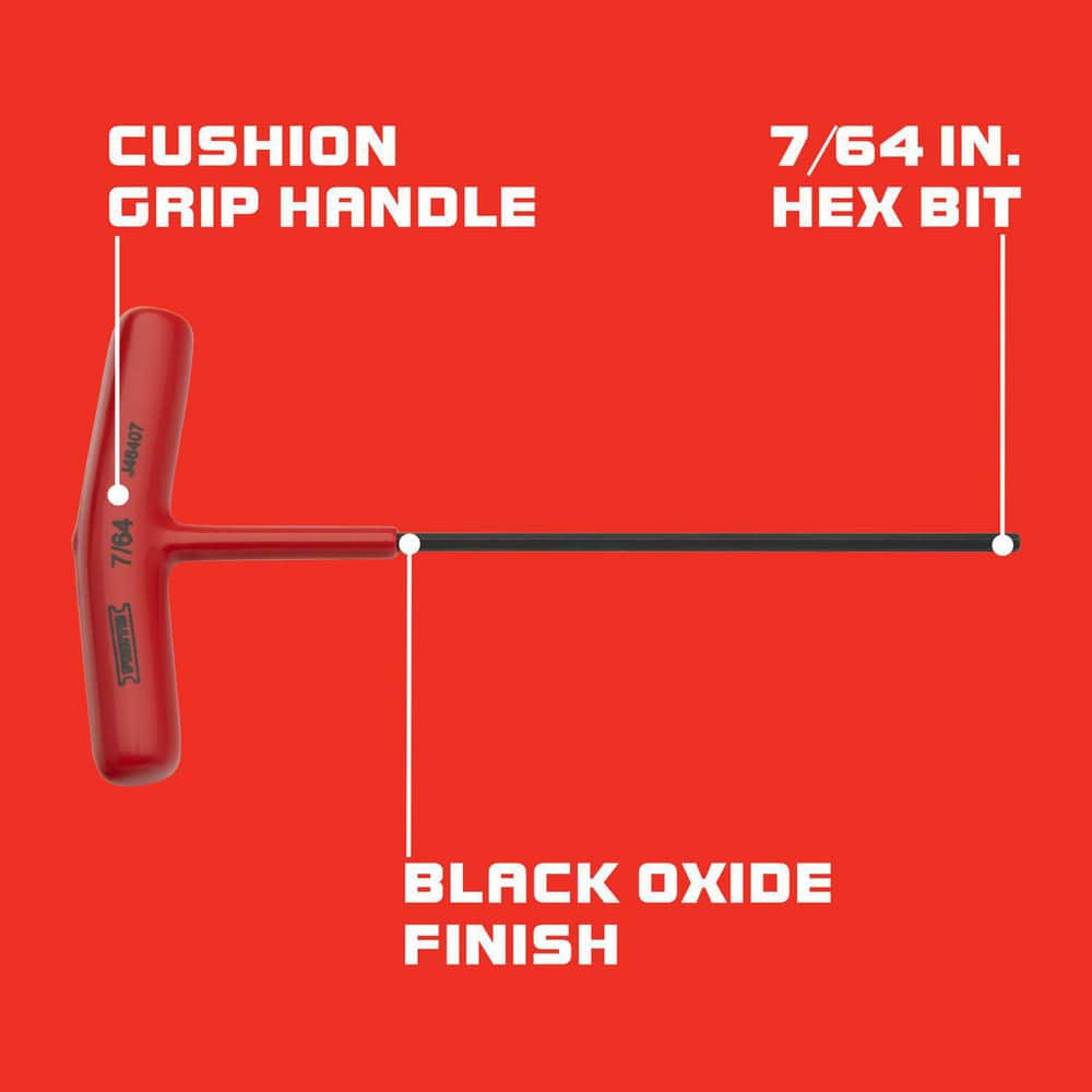 Proto J46407 Hex Keys; Arm Length: 4.438in; 0.75in ; Handle Color: Red ; Insulated: No