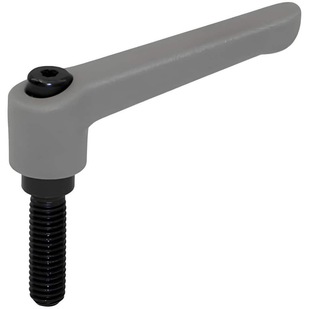 J.W. Winco 8N32F34K Threaded Stud Adjustable Clamping Handle: M8 x 1.25 Thread, 13.5 mm Hub Dia, Fiber Reinforced Technopolymer Plastic & Metal, Black