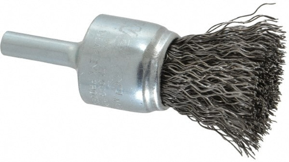 Weiler 90290 End Brushes: 3/4" Dia, Steel, Crimped Wire