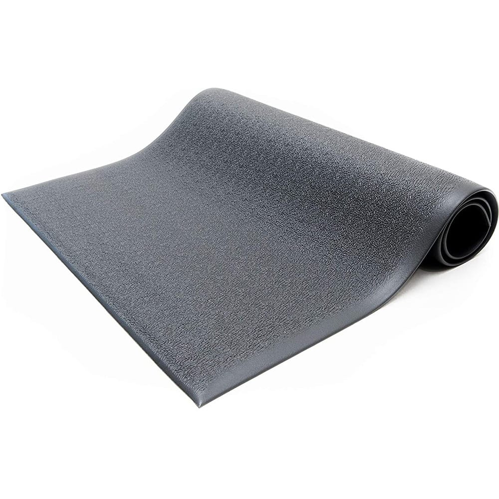 Bertech AFTX38-3X10BLK Anti-Fatigue Mat: 10' Length, 3' Wide, 3/8" Thick, Vinyl, Beveled Edge, Light-Duty